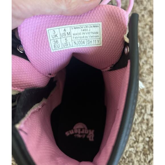 Dr Martens Junior 1460 Glitter & Flower Applique Lace Up Boots Sz 5 - Picture 8 of 9